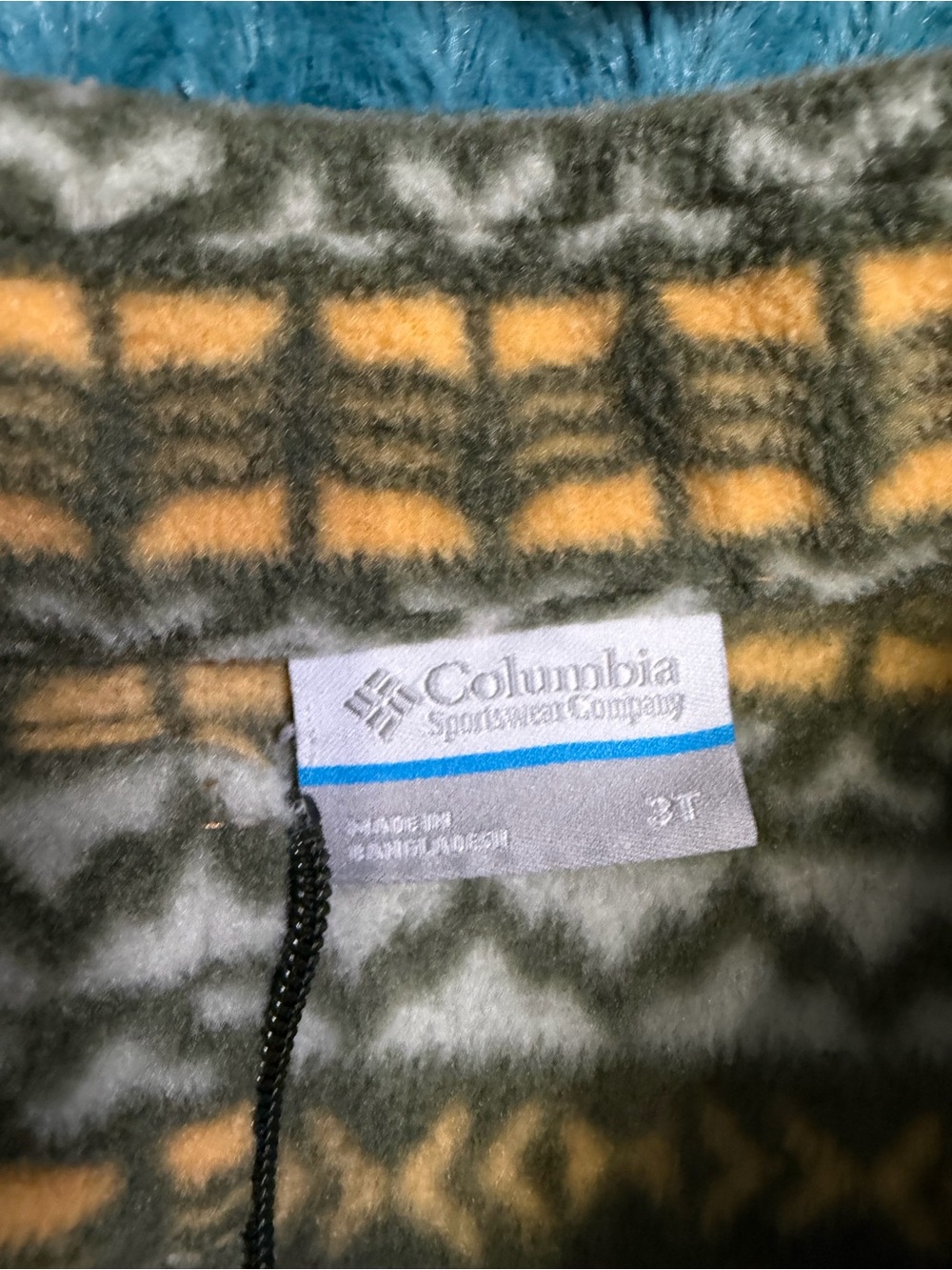 Columbia Boys 3T Zing III Fleece Jacket Green Mustard Geometric Full Zip - Picture 2 of 6